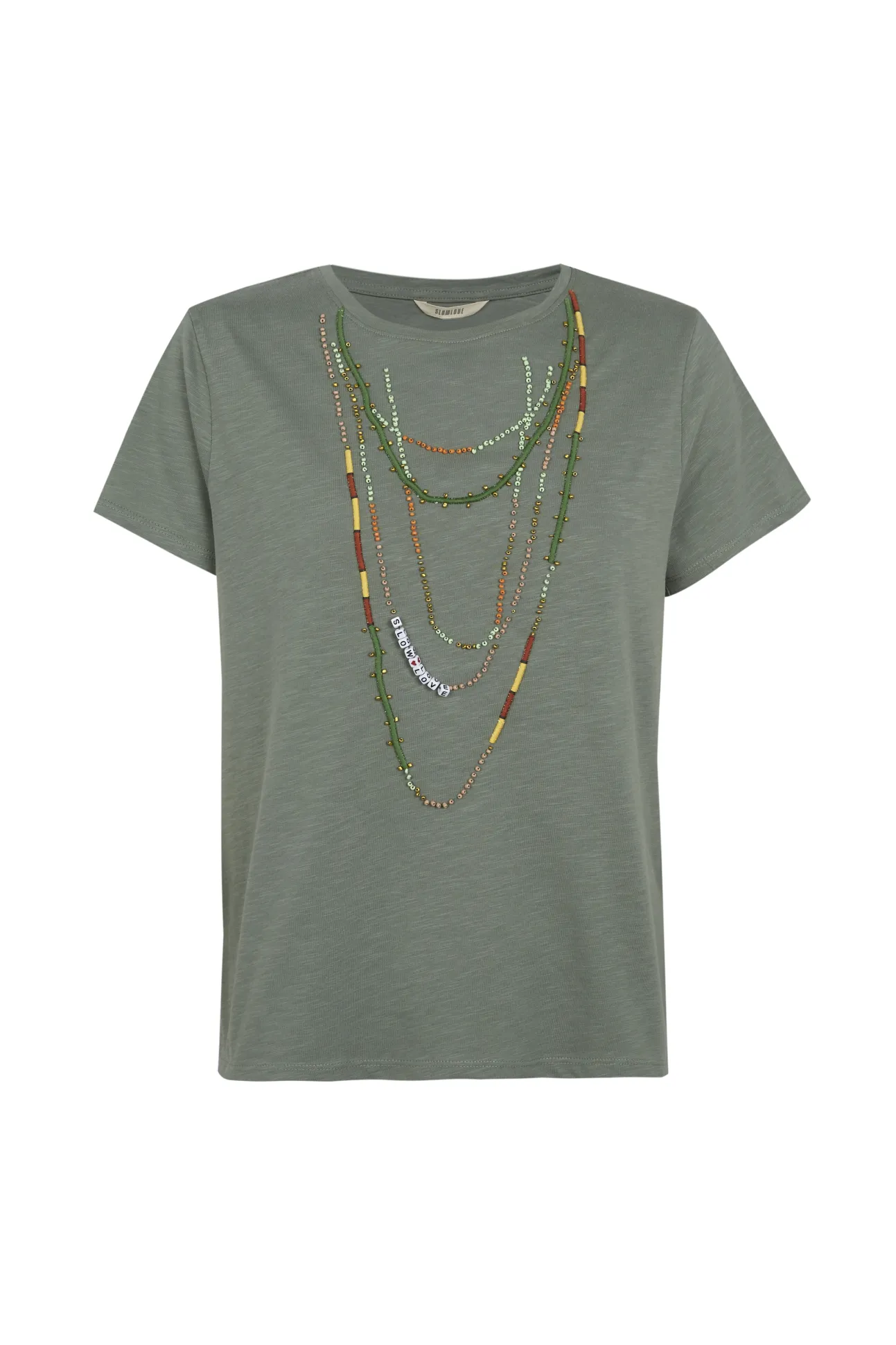 Camiseta collar abalorios