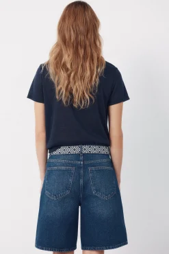 Camiseta com decote em guipure