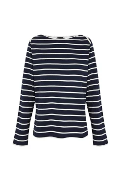 Camiseta com gola canoa contrastante