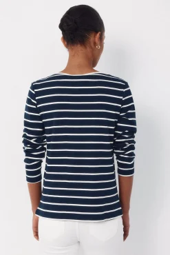Camiseta com gola canoa contrastante