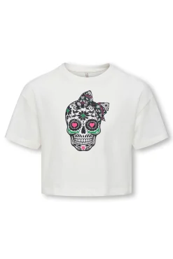 Camiseta cropped com estampado frontal