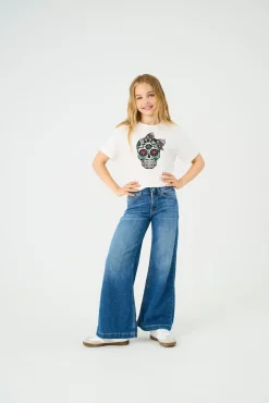 Camiseta cropped com estampado frontal