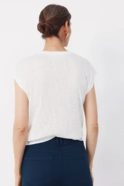 Camiseta patchwork com efeito linho