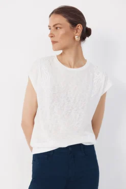 Camiseta patchwork com efeito linho
