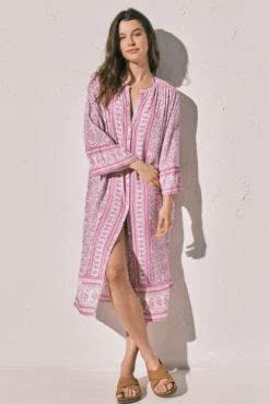 Camisola comprida estampado sanefa de flores