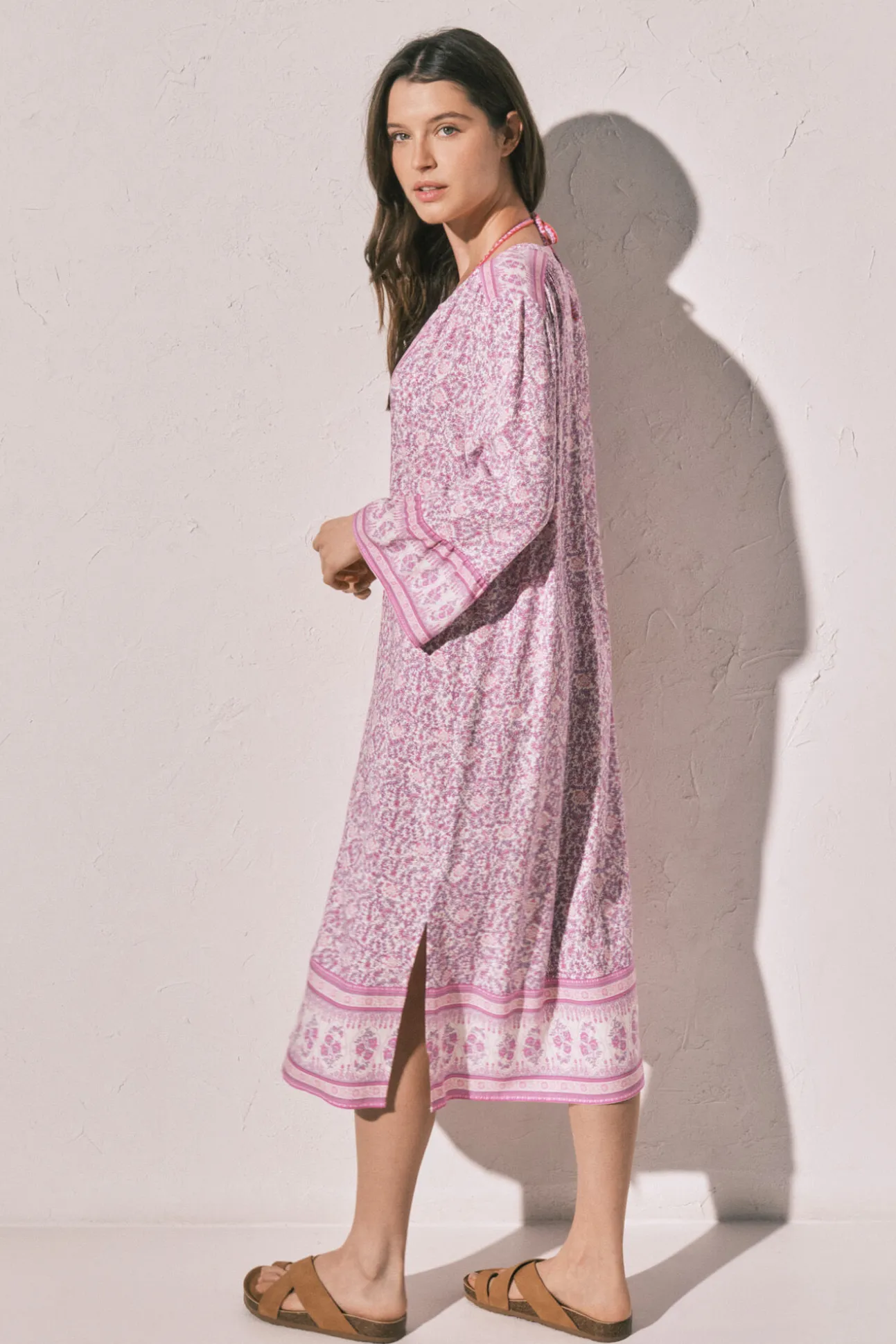 Camisola comprida estampado sanefa de flores