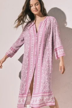Camisola comprida estampado sanefa de flores