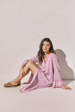 Camisola comprida estampado sanefa de flores