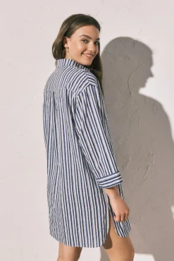 Camisola curta camiseira de riscas azul