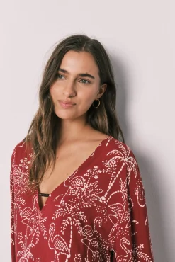 Camisola curta estampado palmeiras