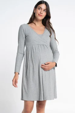 Camisola pré-mamã Camisa de dormir com decote cruzado