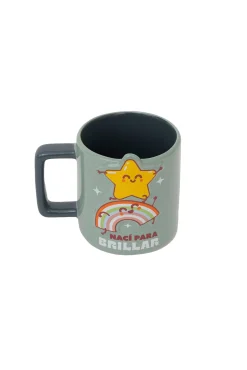 Caneca 3D Estrela e Arco-Íris - Eu Nasci para Brilhar