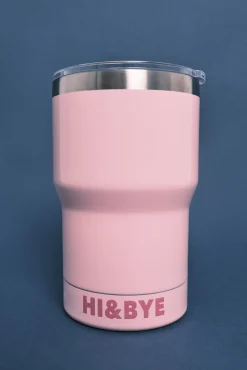 Caneca térmica rosa com logo