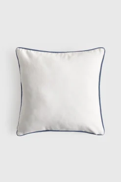 Capa de almofada em algodão com bordados marinhos