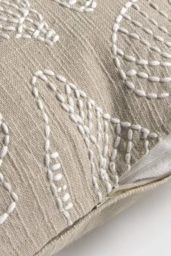Capa de almofada em algodão com bordados marinhos