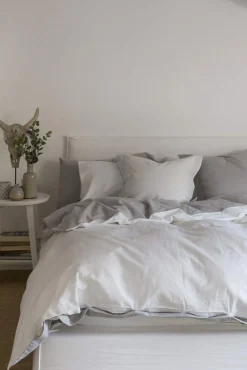 Capa nórdica linho algodão reversível. Cama 150-160 cm.