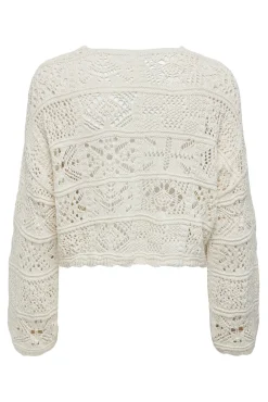 Casaco de malha curto de crochet cortado
