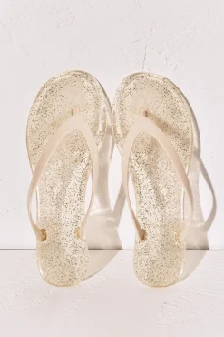 Chinelos de dedo com efeito glitter amarelo