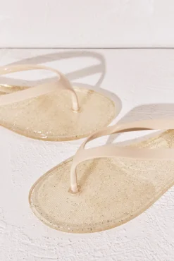 Chinelos de dedo com efeito glitter amarelo