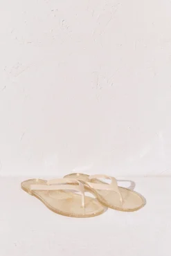 Chinelos de dedo com efeito glitter amarelo