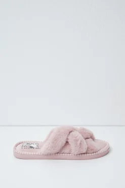 Chinelos de quarto de pelúcia Snoopy rosa