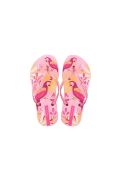 Chinelos infantis estampado papagaios tropicais