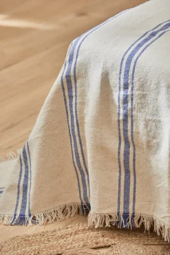 Colcha com riscas tecidas azul Bari 240x260