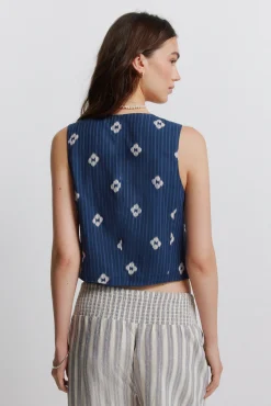 Colete estampado com laçada