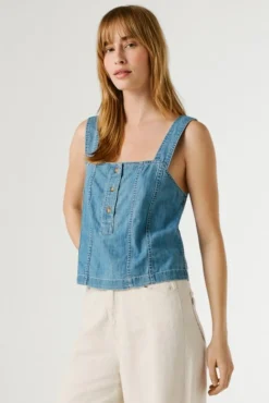 Colete leve em denim