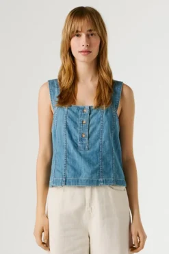 Colete leve em denim