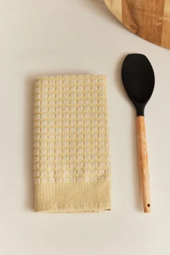 Conjunto 2 panos de cozinha em algodão mostarda Oporto 50X50