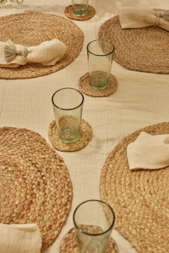 Conjunto de 4 bases para copos em juta Ural natural