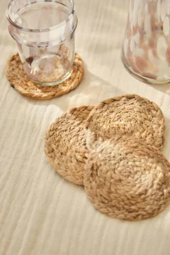Conjunto de 4 bases para copos em juta Ural natural