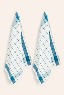Conjunto de 2 panos de cozinha aos quadrados azul Aveiro
