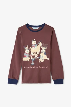 Conjunto de pijama de algodão de manga comprida para meninos Farm-Tastic