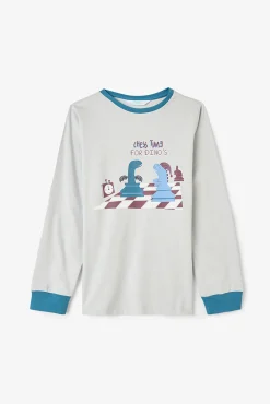 Conjunto de pijama de manga manga com estampado de dinossauro Chess Time para meninos