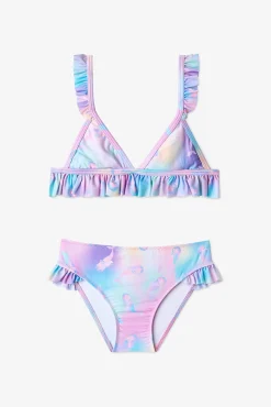 Conjunto biquíni infantil com folhos e sereia