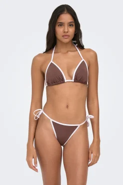 Conjunto de biquíni contraste marrom
