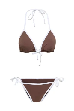 Conjunto de biquíni contraste marrom