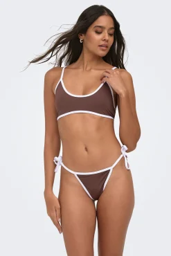 Conjunto de biquíni contraste marrom