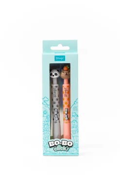 Conjunto de 2 canetas apagáveis Bo-Bo Click! - Guaxinim e Capivara