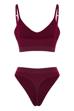 Conjunto de lingerie bralette com brilho