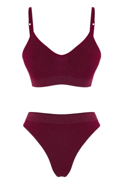 Conjunto de lingerie bralette com brilho