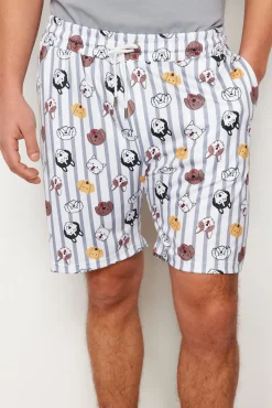 Conjunto de pijama curto de riscas e animais