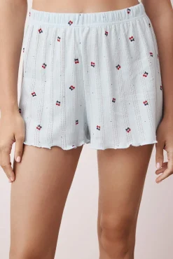 Conjunto de pijama curto floral com laços