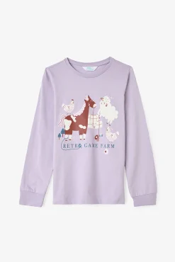 Conjunto de pijama de algodão de duas peças com estampado de jogo de ioiô para meninas