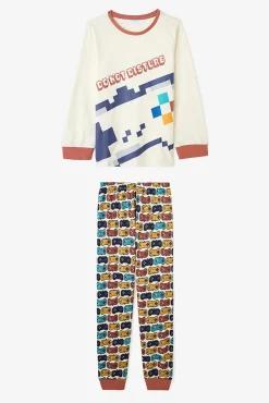 Conjunto de pijama de manga comprida com estampado de jogo para meninos