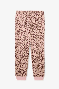 Conjunto de pijama de manga comprida com estampado de leopardo para meninas, 2 peças