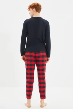 Conjunto de pijama xadrez multicolorido