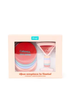 Conjunto de 6 porta-copos + 6 identificadores de copas - Que a festa comece!